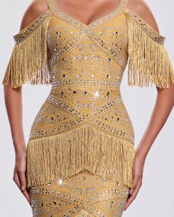 Noelia Gold bandage dress