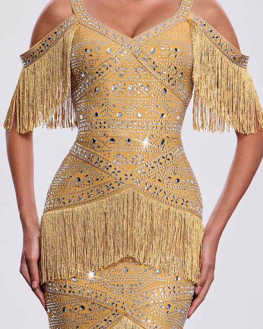 Noelia Gold bandage dress