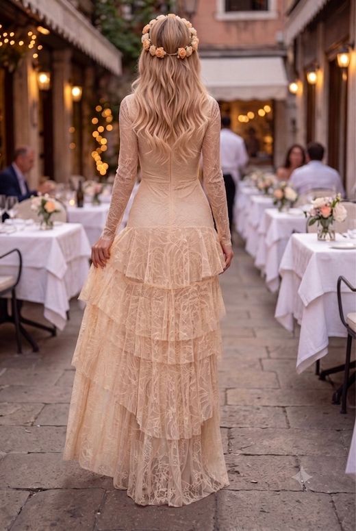 Vestido de encaje largo modelo Dulcinea