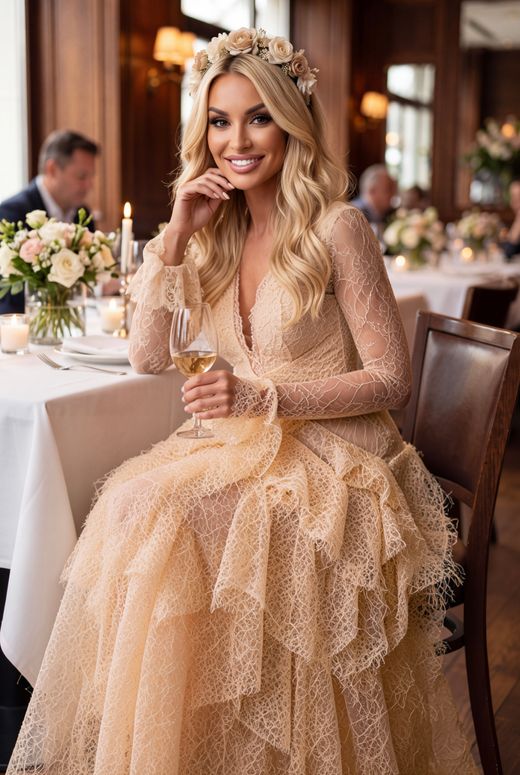 Vestido de encaje largo modelo Dulcinea