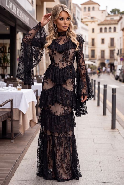 Vestido de encaje modelo Clarise negro