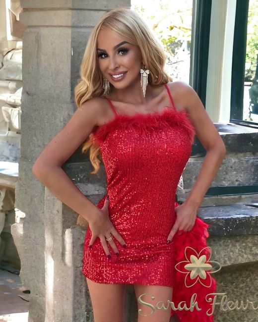 Vestido de lentejuelas rojo modelo Yasmin Red