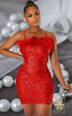 Vestido de lentejuelas rojo modelo Yasmin Red