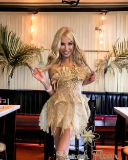 Vestido de tul con pedrería modelo Titania