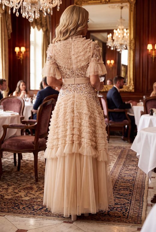 Vestido de tul modelo Griselda Beige