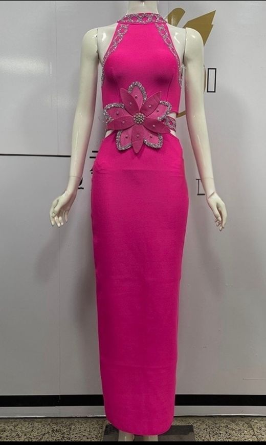 Vestido largo bandage modelo Exclusiva Rosa