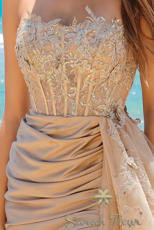 Vestido largo de fiesta modelo Sofia beige