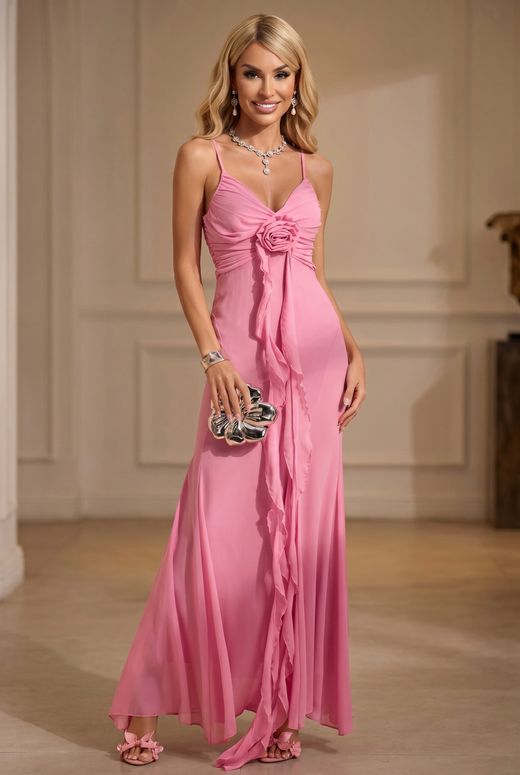 Long pink dress, Love Pink model