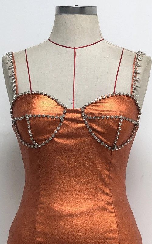 Emily metallic dress with rhinestones