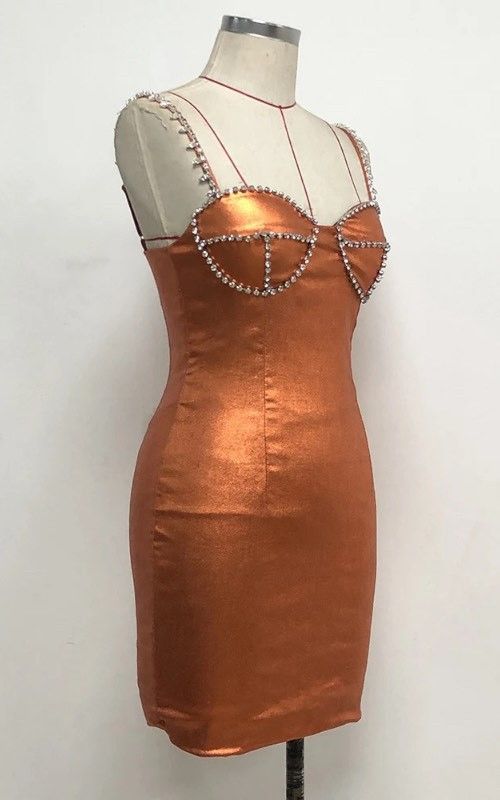 Emily metallic dress with rhinestones