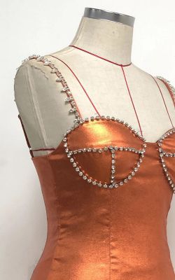 Emily metallic dress with rhinestones