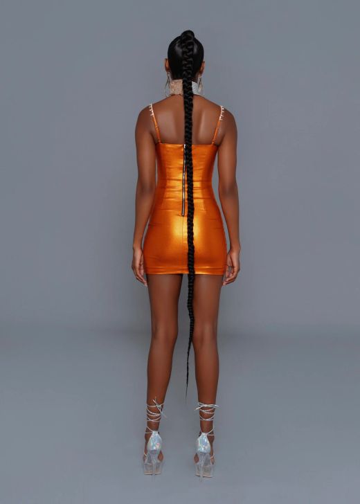 Emily metallic dress with rhinestones