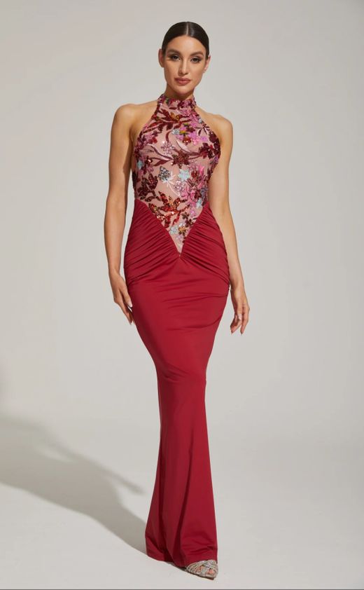 Vestido modelo Argentina burdeos