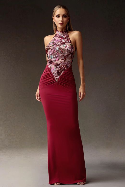 Vestido modelo Argentina burdeos
