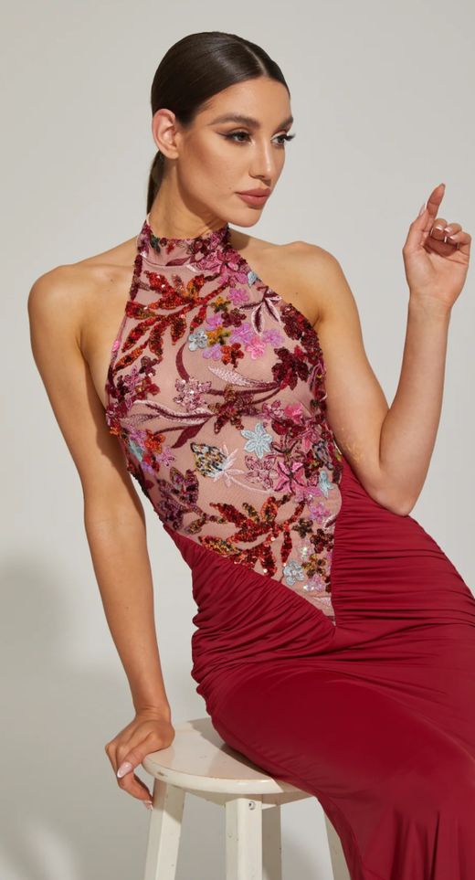 Vestido modelo Argentina burdeos