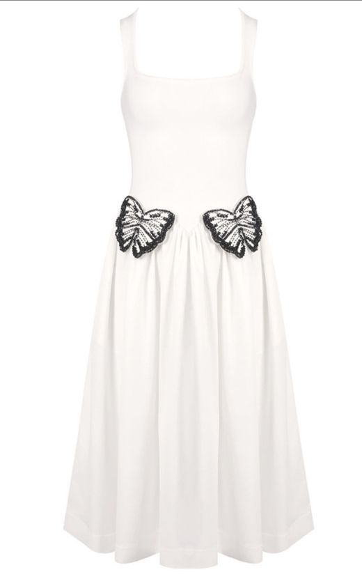 Black butterfly model dress