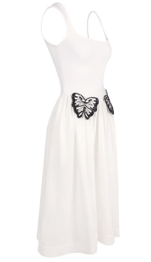 Black butterfly model dress