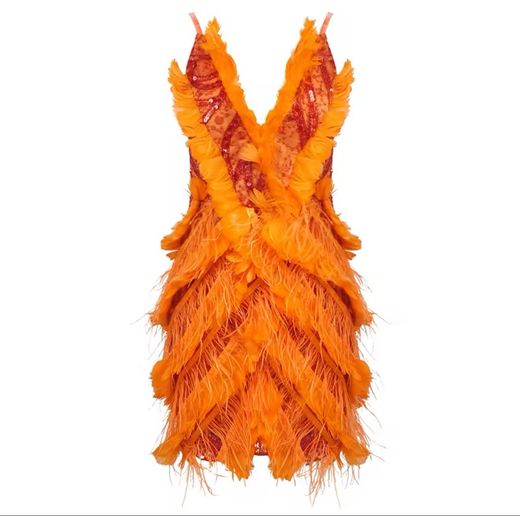 Vestido de plumas modelo Martha