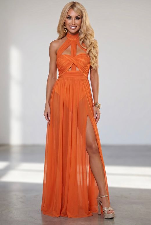 Vestido modelo Miriam naranja
