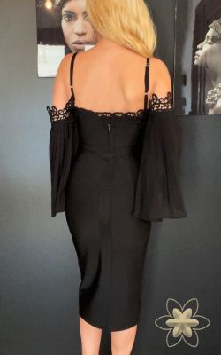 Vestido negro bandage mangas acampanadas Natasha